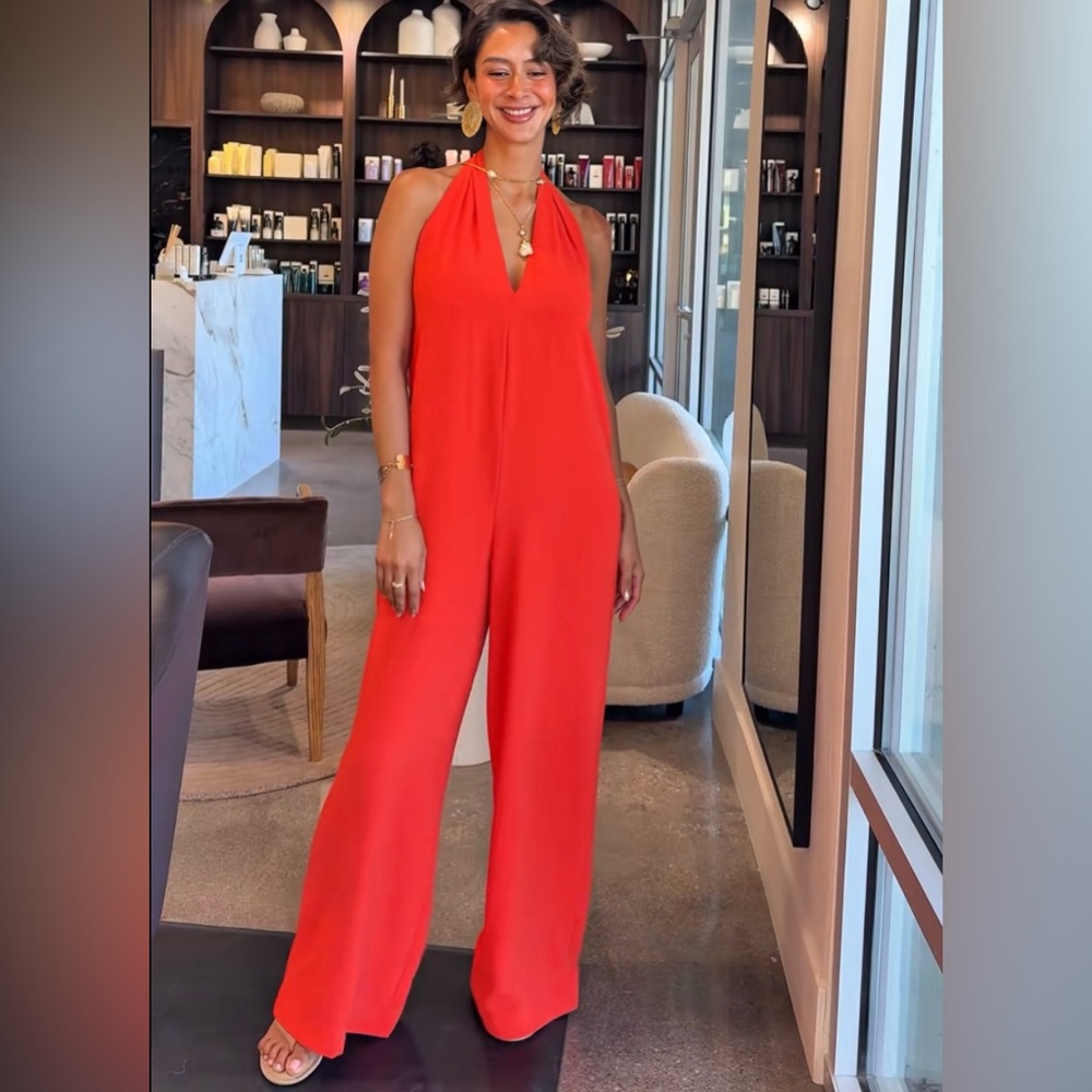 Zara red halter jumpsuit NWT